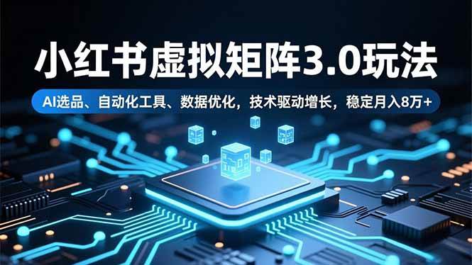 (16656期)小红书虚拟矩阵3.0玩法,AI选品、自动化工具、数据优化,技术驱动增长,稳定月入8万+ (16656期)小红书虚拟矩阵3.0玩法,AI选品、自动化工具、数据优化,技术驱动增长,稳定月入8万+