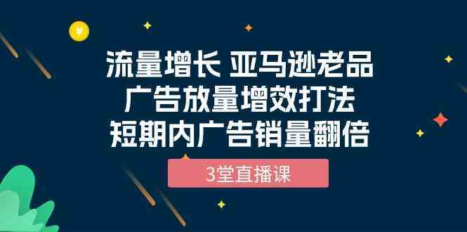 流量增长 亚马逊老品广告放量增效打法,短期内广告销量翻倍(3堂直播课)-777网创网