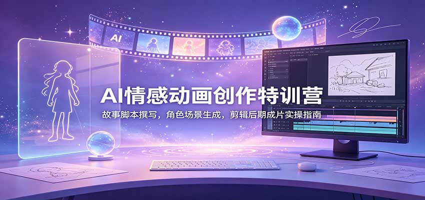 AI情感动画创作特训营：故事脚本撰写，角色场景生成，剪辑后期成片实操指南-777网创网