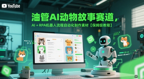 油管AI动物故事赛道,AI+RPA机器人流程自动化制作素材【保姆级教程】-777网创网