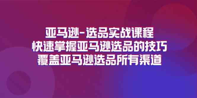 亚马逊选品实战课程，快速掌握亚马逊选品的技巧，覆盖亚马逊选品所有渠道-777网创网