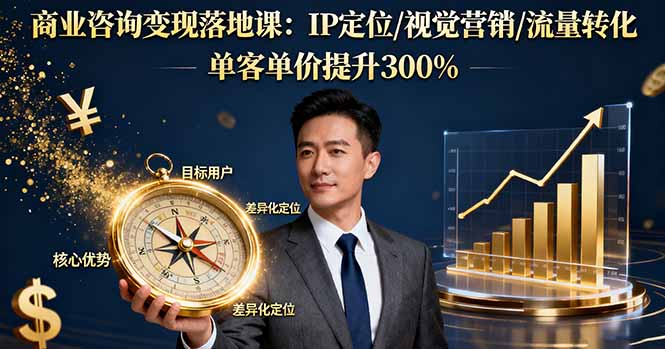 商业咨询变现落地课:IP定位/视觉营销/流量转化,单客单价提升300%-777网创网