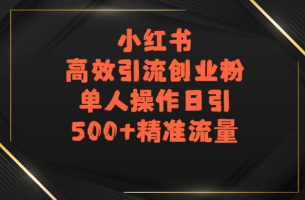 小红书高效引流创业粉，单人操作日引500+精准流量-777网创网