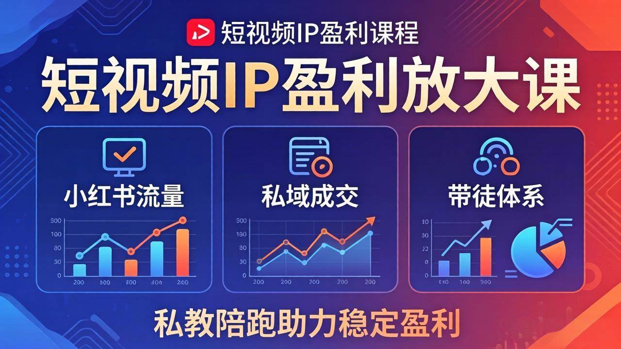 （18138期）短视频IP盈利放大课：小红书流量+私域成交+带徒体系，私教陪跑助力稳定盈利-777网创网