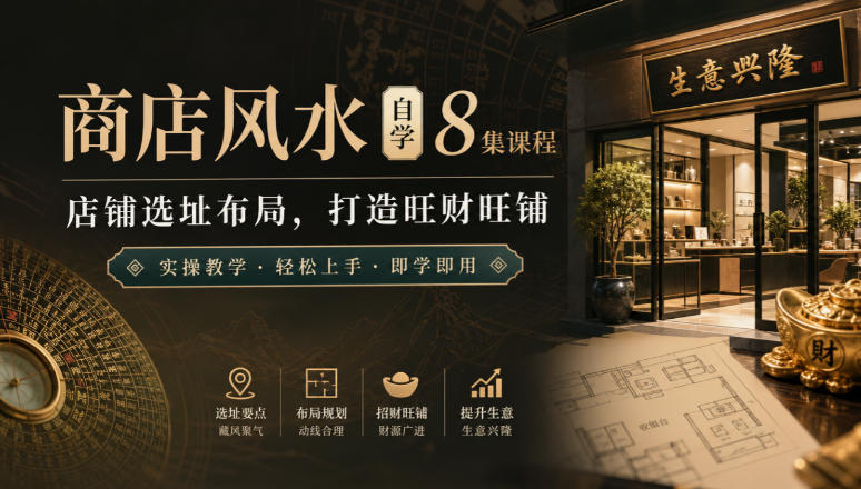 商店风水自学8集课程|店铺选址布局,打造旺财旺铺实操教学-777网创网