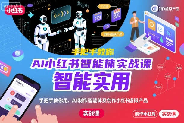 AI小红书智能体实战课,手把手教你用AI制作智能体及创作小红书虚拟产品,提效+内容商业化(更新)