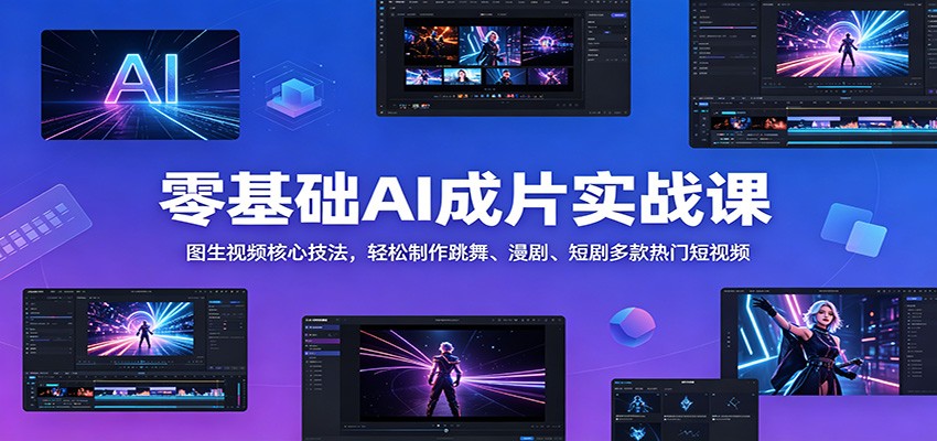 零基础AI成片实战课：图生视频核心技法，轻松制作跳舞、漫剧、短剧多款热门短视频-777网创网