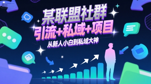 某联盟社群，引流+私域+项目，从新人小白到私域大神-777网创网