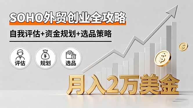 （16076期）SOHO外贸创业全攻略，自我评估+资金规划+选品策略，月入2万美金-777网创网