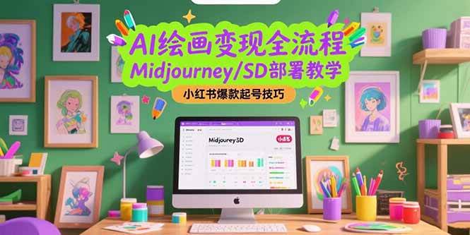 （15324期）AI绘画变现全流程，Midjourney/SD部署教学，小红书爆款起号技巧-777网创网