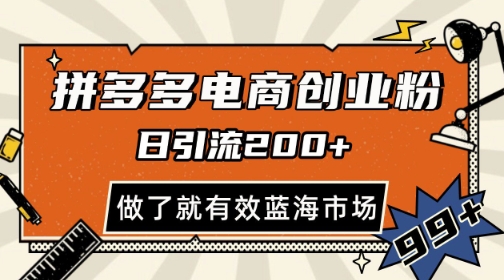 拼多多引流电商创业粉,日引200+,可矩阵放大,做了就有效【揭秘】-777网创网