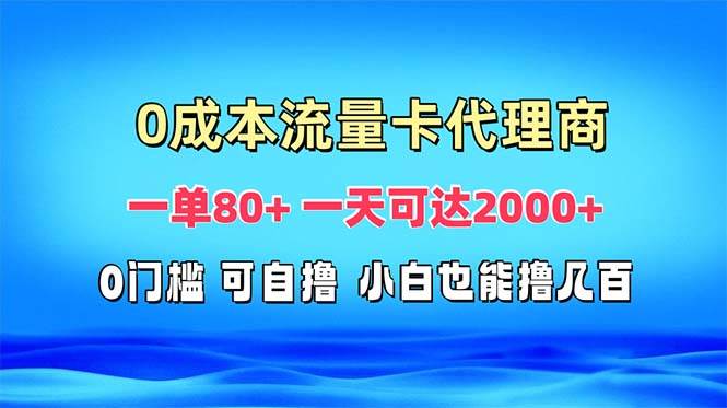 （13391期）免费流量卡代理一单80+ 一天可达2000+-777网创网