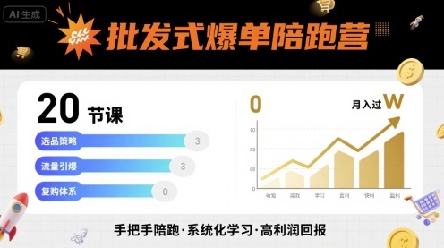 批发式爆单陪跑营，20节课带你实现批发式爆单，带你经松月入过W-777网创网