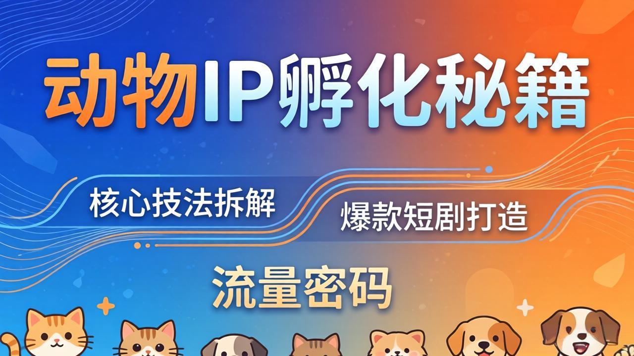 动物IP孵化全套秘籍，三大核心技法拆解，打造爆款萌宠短剧，轻松拿捏赛道流量密码-777网创网