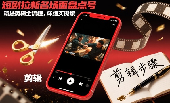 短剧拉新名场面盘点号玩法剪辑全流程,详细实操课-777网创网