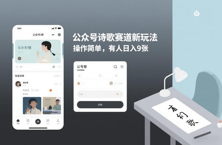公众号诗歌赛道新玩法，操作简单，有人日入9张-777网创网