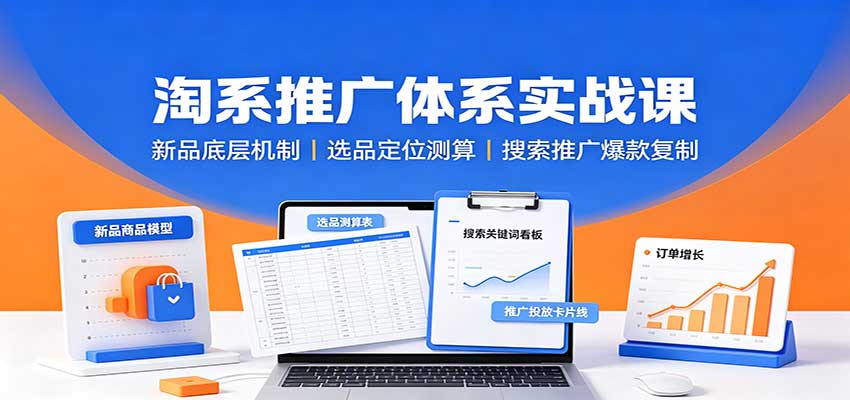 淘系推广体系实战课：新品底层机制，选品定位测算，搜索推广爆款复制-777网创网