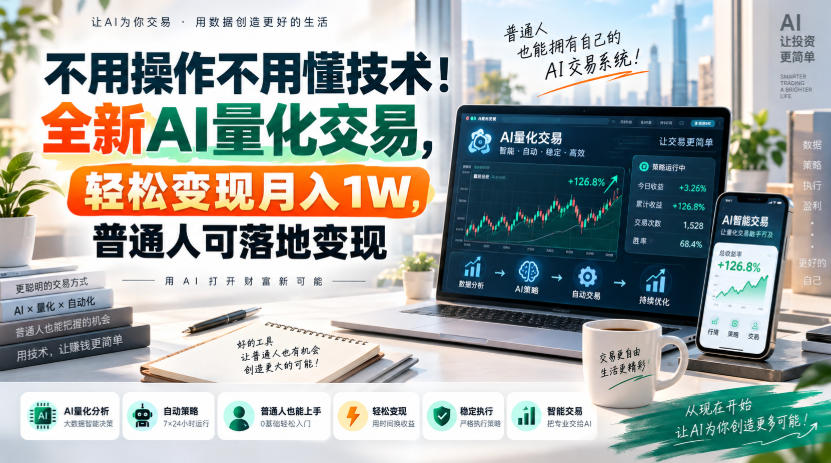 不用操作不用懂技术!全新AI量化交易,轻松变现月入1W,普通人可落地变现!【揭秘】-777网创网