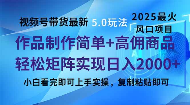 （14191期）视频号带货最新5.0玩法，作品制作简单，当天起号，复制粘贴，轻松矩阵…-777网创网