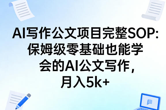 AI写作公文项目完整SOP,保姆级零基础也能学会的AI公文写作,月入5k+-777网创网