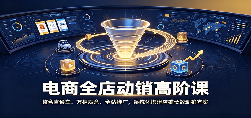 电商全店动销高阶课：整合直通车、万相魔盒、全站推广，系统化搭建店铺长效动销方案-777网创网