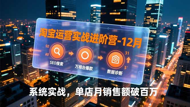 淘宝运营实战进阶营-12月:SEO搜索、万相台爆款、数据诊断,系统实战,单店月销售额破百万-777网创网