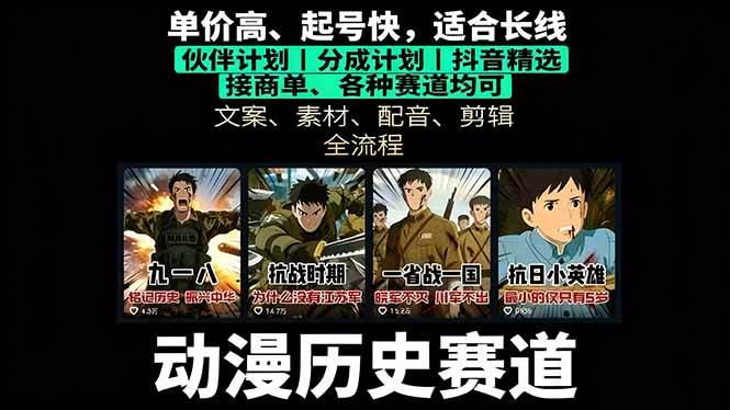 图片[1]-（16048期）历史动漫赛道撸分成：起号、文案、素材、配音、剪辑，单视频收益破万-777网创网