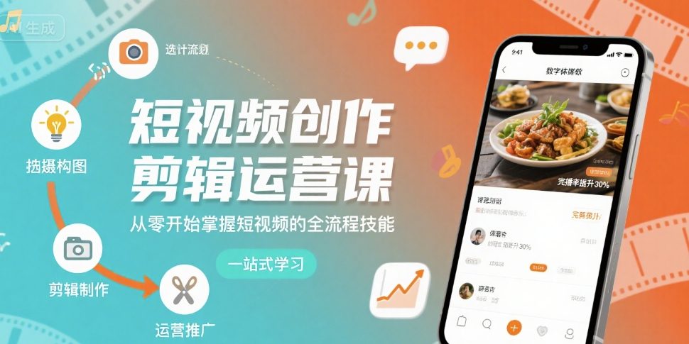 短视频创作剪辑运营课,从零开始掌握短视频的全流程技能-777网创网