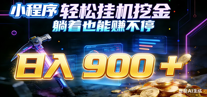 小程序挂机挖金，自动赚金币换现金，多号并行日入900+，轻松搞副业-777网创网
