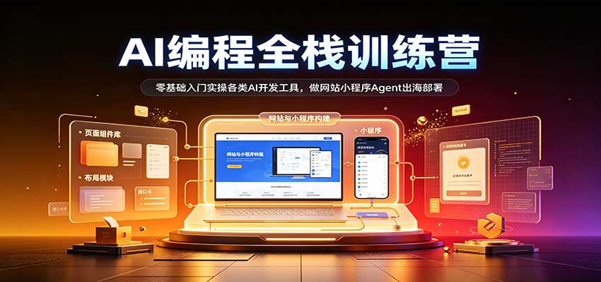 AI编程全栈训练营：：零基础入门实操各类AI开发工具，做网站小程序Agent出海部署-777网创网