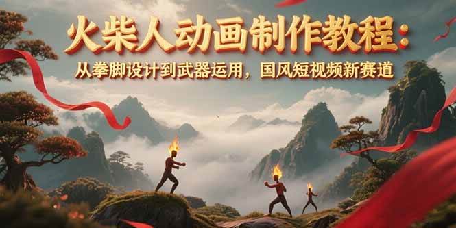 图片[1]-（15171期）火柴人动画制作教程：从拳脚设计到武器运用，国风短视频新赛道-777网创网