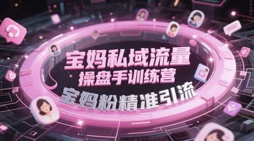 宝妈私域流量操盘手训练营,宝妈粉精准引流-777网创网