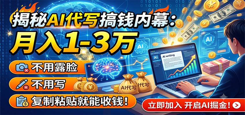 揭秘AI代写搞钱内幕：月入1-3万，不用露脸不用写，复制粘贴就能收钱！-777网创网