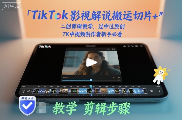 TikTok影视解说搬运切片+二创剪辑教学,过中过原创,TK中视频创作者新手必看-777网创网