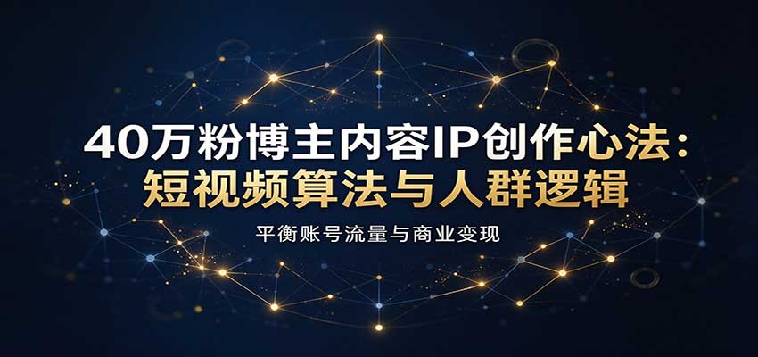 40万粉博主内容IP创作心法:短视频算法与人群逻辑,平衡账号流量与商业变现-777网创网