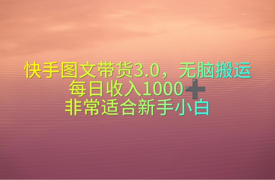 图片[1]-（10252期）快手图文带货3.0，无脑搬运，每日收入1000＋，非常适合新手小白-777网创网