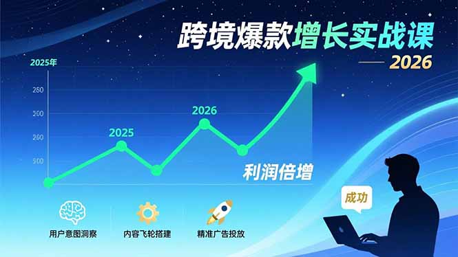 跨境爆款增长实战课,教授用户意图洞察、内容飞轮搭建、精准广告投放,助力卖家2026年利润倍增-777网创网