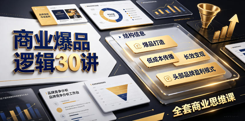 商业爆品逻辑30讲｜拆解各行各业头部品牌盈利模式，吃透爆品打造、低成本传播、长效变现全套商业思维课-777网创网