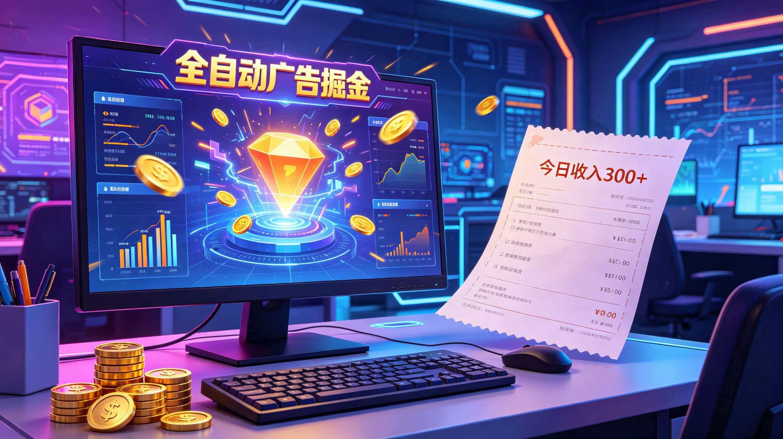 全自动广告掘金,日入300+。全程Ai自动化运行,解放双手,时间自由。收益稳定-777网创网