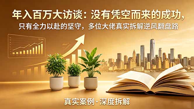 年入百万大访谈-更新：没有凭空而来的成功，只有全力以赴的坚守，多位大佬真实拆解逆风翻盘路-777网创网