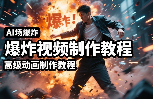 AI场景爆炸视频制作教程，利用人物实拍视频制作出高级的动画特效-777网创网