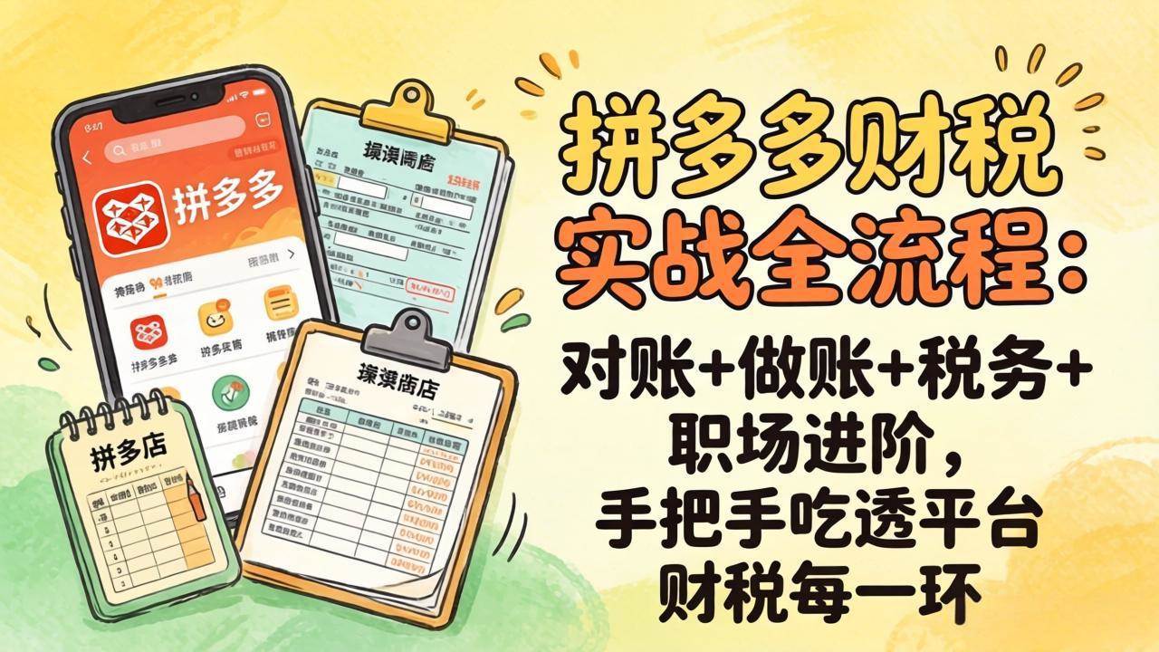 (17678期)拼多多财税实操全流程:对账+做账+税务+职场进阶,手把手吃透平台财税每一环 (17678期)拼多多财税实操全流程:对账+做账+税务+职场进阶,手把手吃透平台财税每一环