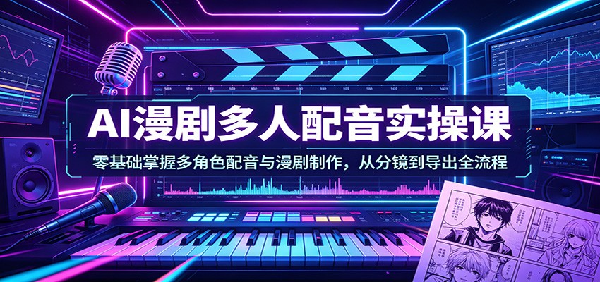AI漫剧多人配音实操课：零基础掌握多角色配音与漫剧制作，从分镜到导出全流程-777网创网