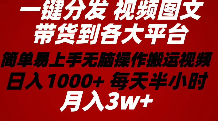 （10667期）2024年 一键分发带货图文视频 简单易上手 无脑赚收益 每天半小时日入1…-777网创网