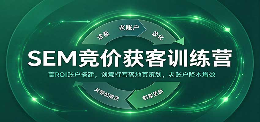 SEM竞价获客训练营:高ROI账户搭建,创意撰写落地页策划,老账户降本增效-777网创网