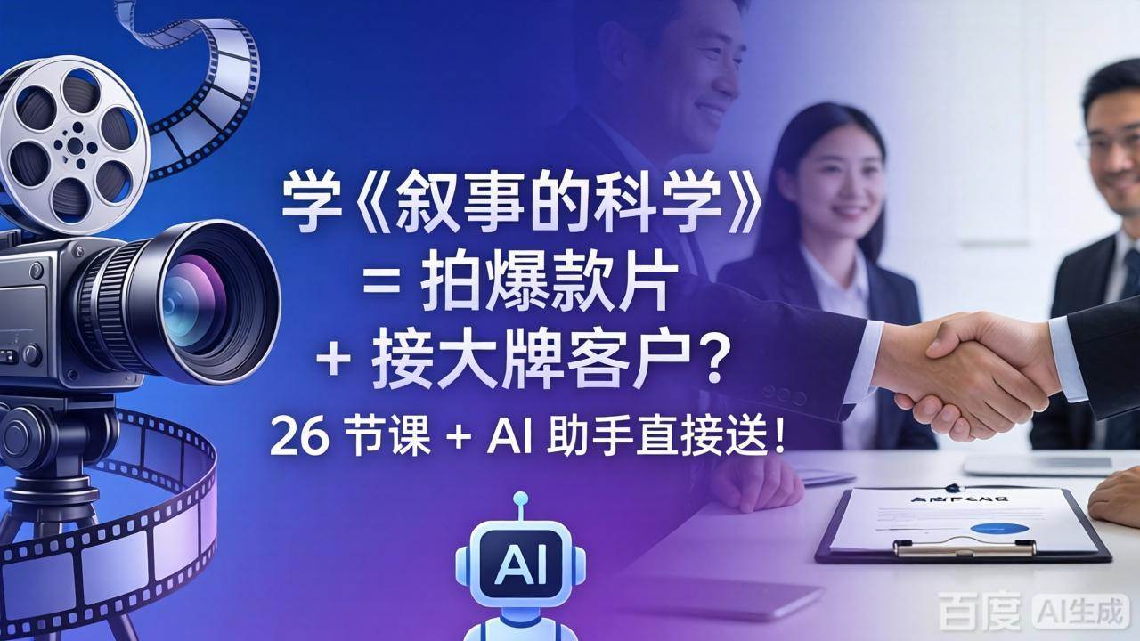 (18302期)学《叙事的科学》= 拍爆款片 + 接大牌客户?26 节课 + AI 助手直接送!-777网创网