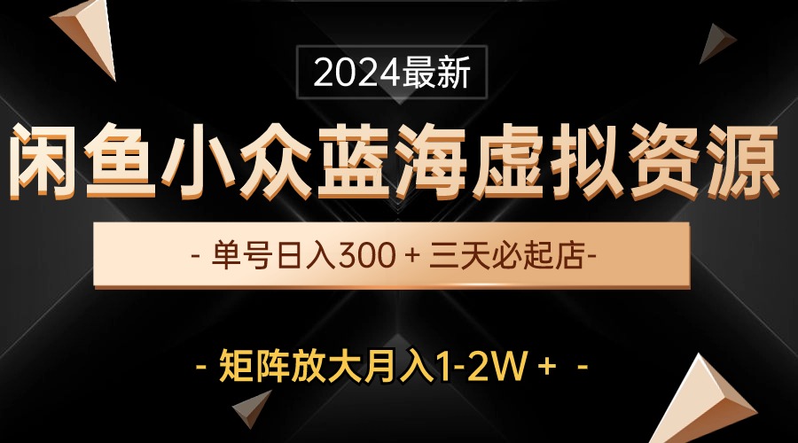 图片[1]-（10336期）最新闲鱼小众蓝海虚拟资源，单号日入300＋，三天必起店，矩阵放大月入1-2W-777网创网