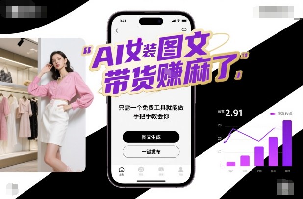 AI女装图文带货賺麻了，只需一个免费工具就能做，手把手教会你！-777网创网