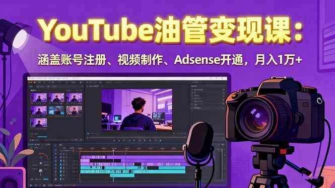 （15987期）2025YouTube油管变现课：涵盖账号注册、视频制作、Adsense开通，月入1万+-777网创网