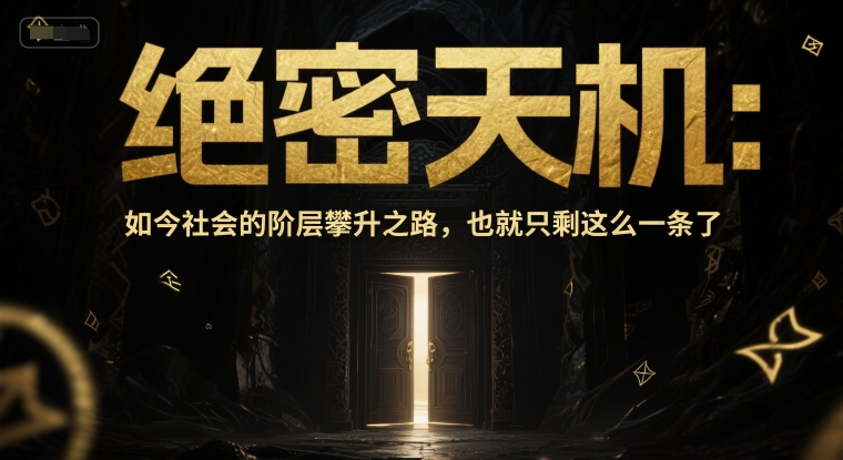 付费文章:绝密天机:如今社会的阶层攀升之路,也就只剩这么一条了-777网创网